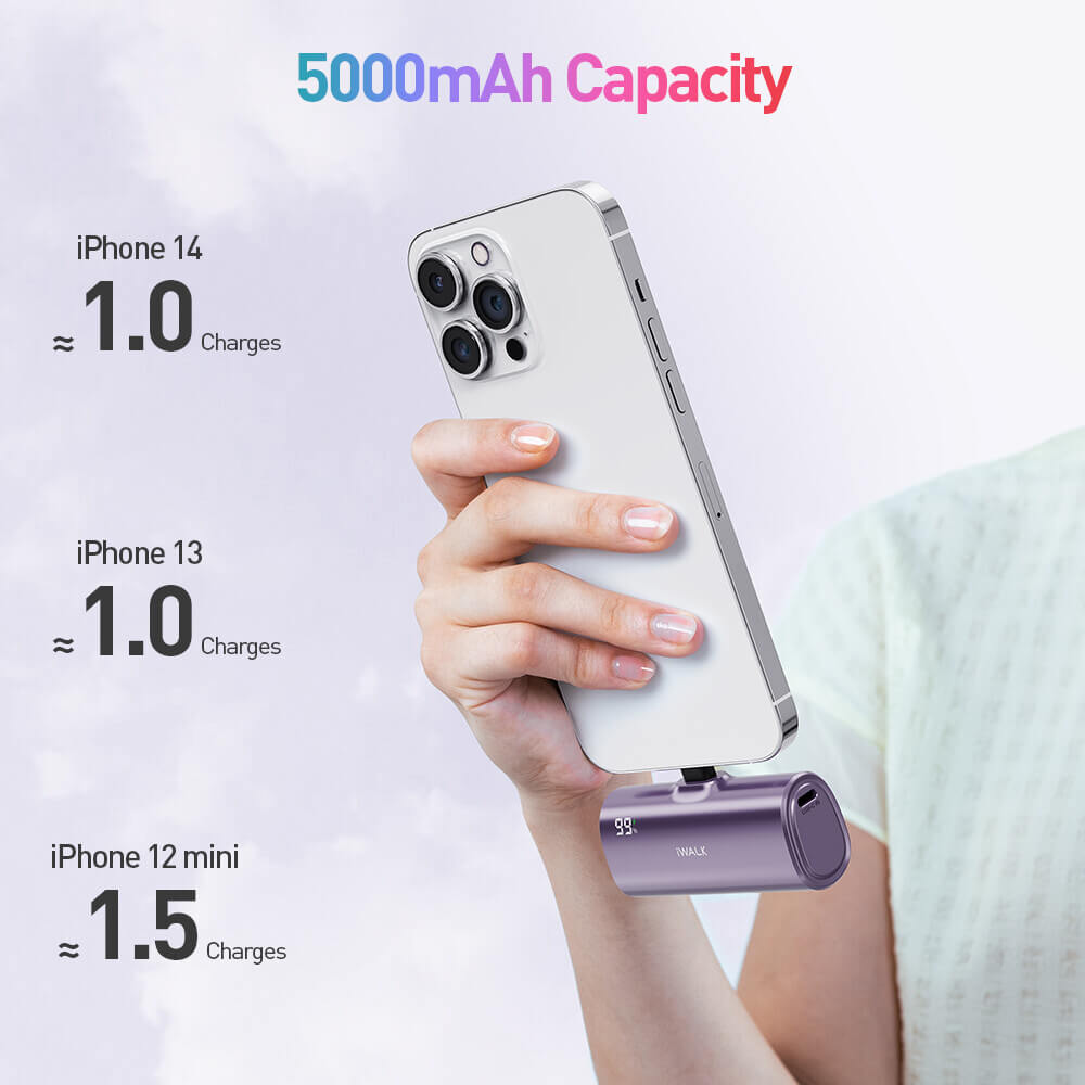 แบตเตอรี่สำรอง IWALK LINKPODX 5000 MAH สี PURPLE เปลี่ยนหัวชาร์จได้ทั้ง LIGHTNING และ TYPEC_4